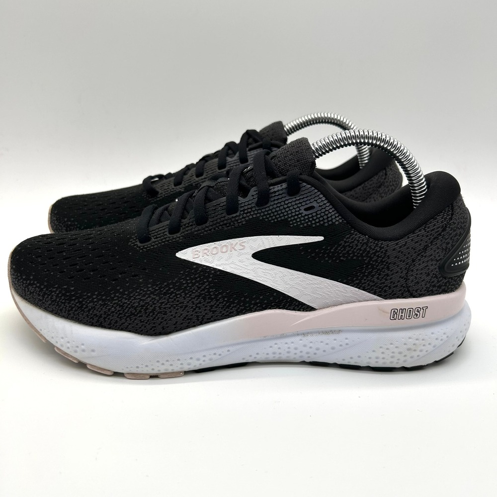 Brooks Ghost 14 Running Shoes Womens 9.5 Black Pink 1204071B077 Mesh Sneakers